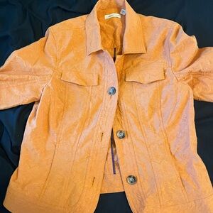 Vintage Textured Peach Embroidered Jacket Structured Blazer